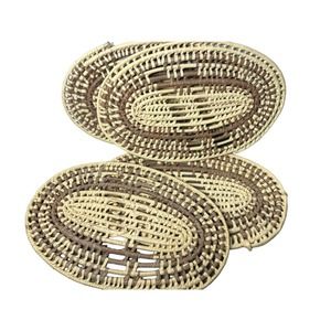 Set of 4 Raffia woven placemats boho straw wicker 19"‎